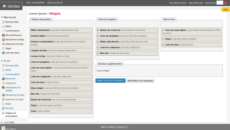 documentation - découvrir - gestion des widgets - 2.5